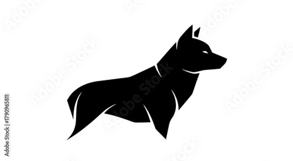 Fototapeta Silhouette of Majestic Wolf: A striking silhouette of a strong wolf against the plain, capturing its proud stance and sharp features. 