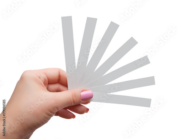 Obraz Female hand with paper test strips for perfume