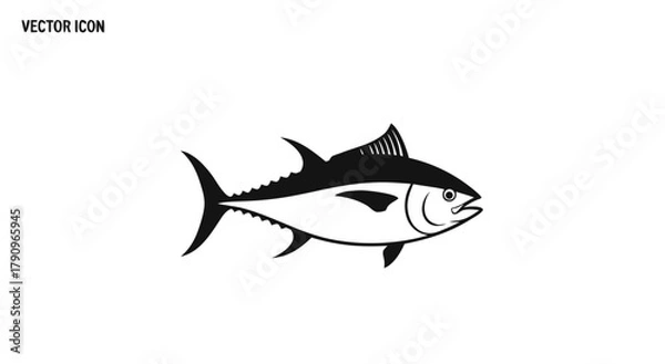 Fototapeta Tuna Illustration: A minimalist illustration of a tuna, featuring its streamlined body and distinctive fins, perfect for representing marine life.