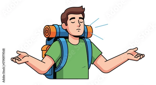 Obraz Meditative Hiker Reaches Tranquility While Venturing into the Great Outdoors