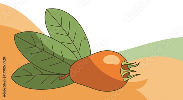 Fototapeta Medlar Fruit Illustration on Organic Backdrop, Artistic Depiction For Design Project