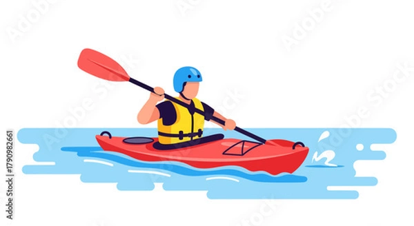 Fototapeta Kayaking Adventure: A Colorful Depiction Of Water Sports And Outdoor Recreation
