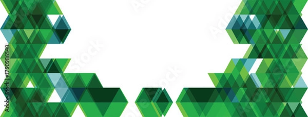 Fototapeta Modern Green Polygonal Abstract Background with Overlapping Triangle Shapes