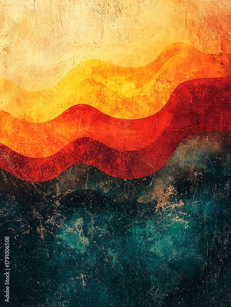 Fototapeta Pintura digital abstracta colorida de olas