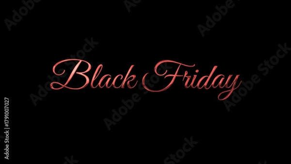 Obraz Red shiny Black Friday elegant calligraphy and lettering on dark or transparent background. Suitable for festive sale events and marketing visuals.
