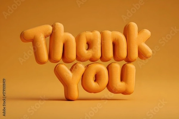 Fototapeta Orange thank you message in 3d rendering with a soft leather texture background