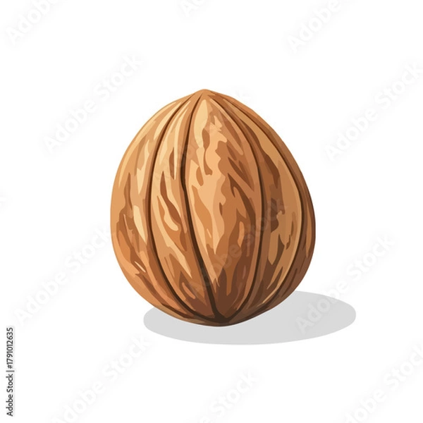 Fototapeta Nutmeg, 2D flat vector illustration, simple and modern style, isolated on a plain white background.