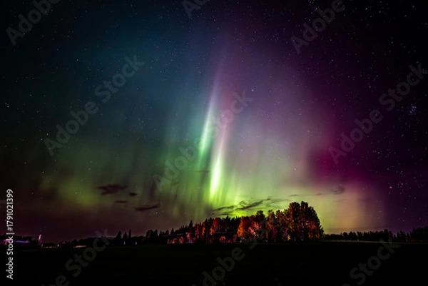 Fototapeta Scenic view of aurora borealis against sky at night