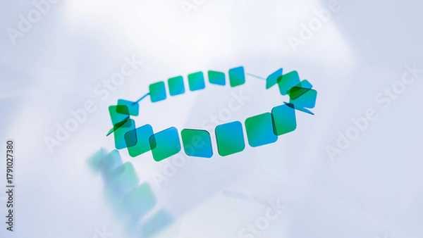 Obraz Abstract gradient blue round shape, layers, glass	