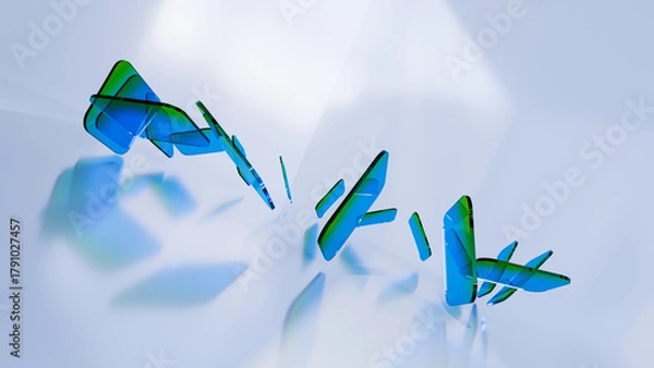 Obraz Abstract random gradient blue green glass layers 