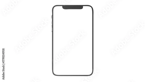 Fototapeta Illustration of a modern smartphone with a notch at the top and rounded corners on a white background