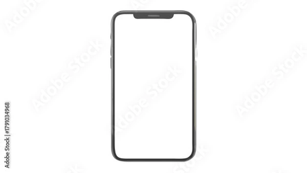 Fototapeta Illustration of a modern smartphone with a blank white screen and a dark gray frame isolated on white background