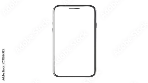 Fototapeta Illustration of a modern smartphone with a blank white screen and a dark gray rounded rectangular frame