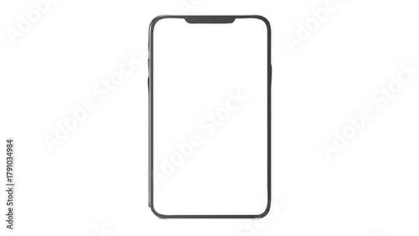 Fototapeta Isolated smartphone with a blank white screen and a notch at the top center on a plain background view