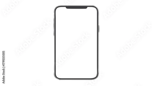 Fototapeta Illustration of a modern smartphone with a blank white screen and a sleek silver colored frame design