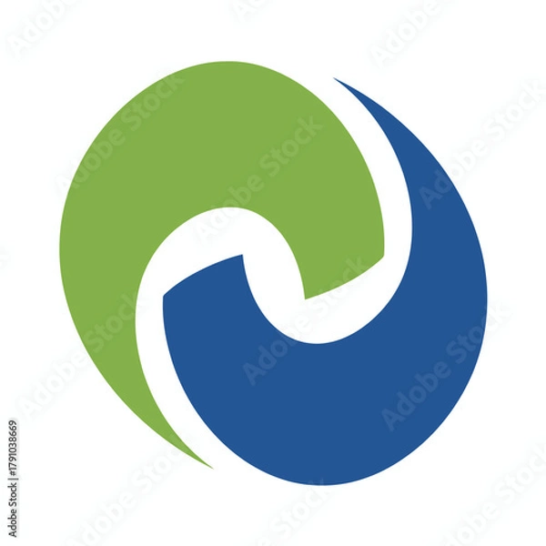 Obraz Abstract Green Blue Swirl Logo Background Circular Dynamic Balance Design