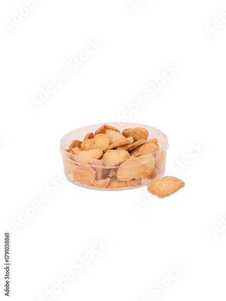 Obraz Overhead view of butter cookies in a container