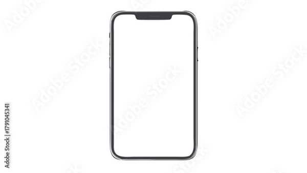 Fototapeta Illustration of a modern smartphone with a blank white screen for application mockups and presentations