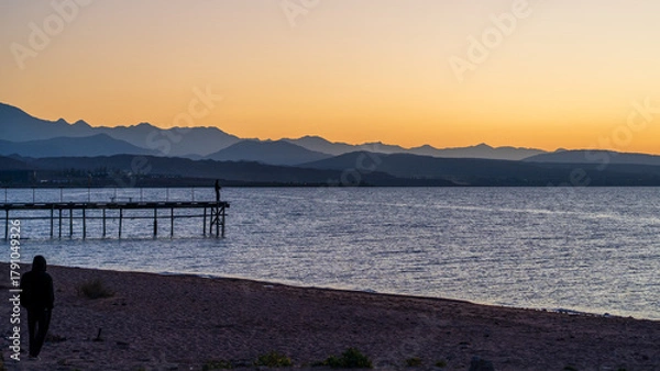 Obraz Sunset Aerial View of Issyk-Kul Lake, Kyrgyzstan