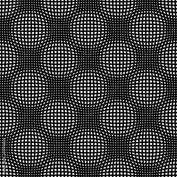 Fototapeta Abstract seamless geometric pattern with weave ornament. Simple black and white linear wavy striped texture. Vector