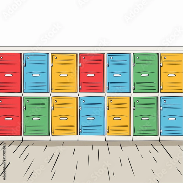 Fototapeta Rows of storage unit doors at a self storage facility interior