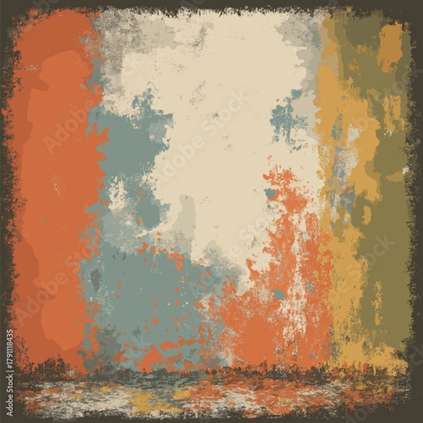 Fototapeta Grunge textured wall surface showing peeling paint and cracks. Vector grunge texture background or wallpaper