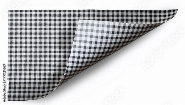 Obraz Torn Corner Of White Checkered Notebook Page With Black Grid Isolated Element For Creating Collage