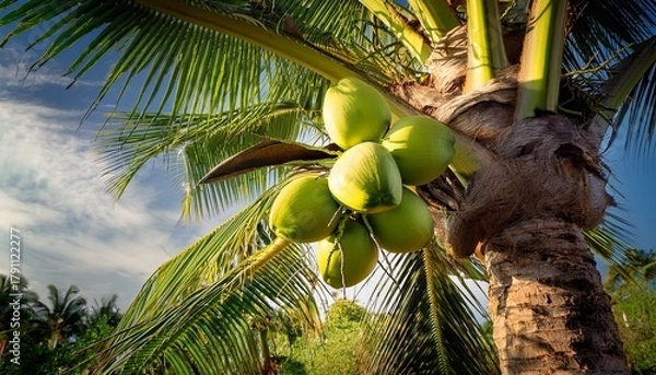 Obraz Coconuts On The Tree Fresh Green Coconuts