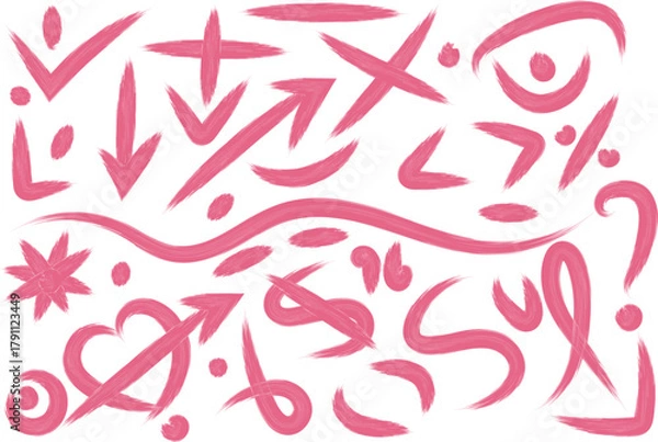 Fototapeta Hand-Drawn Brush Stroke Icons and Decorative Elements