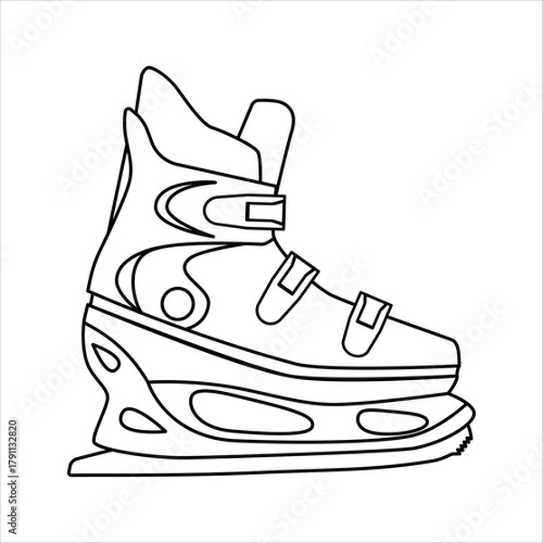 Fototapeta Ice skates. Men's hockey skates. Skates icon  isolated on white background. Winter sport accessories vector illustration