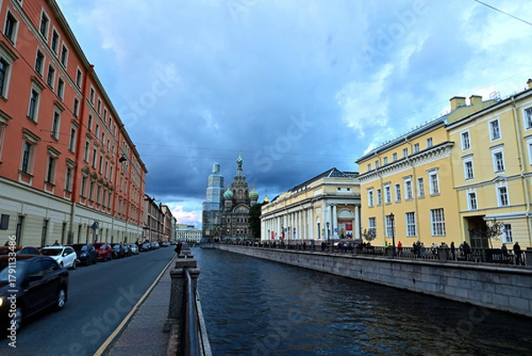 Fototapeta View of the Cathedral of the Savior on Spilled Blood in Saint Petersburg.