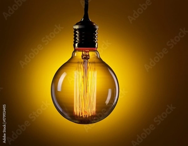 Fototapeta Large Globe G80 Style LED Filament Light Bulb with Intense Warm Glow