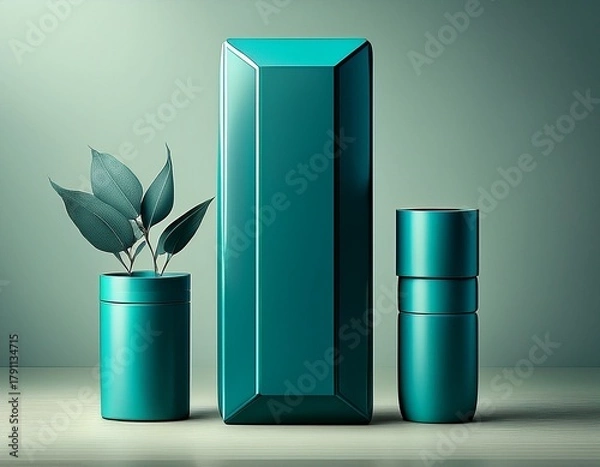 Fototapeta Symmetrical Row of Abstract House Silhouettes in Warm Orange Tones and Blue Accent