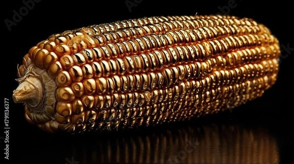 Obraz Golden corn kernel detail with shimmering polished surface