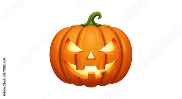 Fototapeta Glowing jack-o'-lantern with spooky carved face for halloween