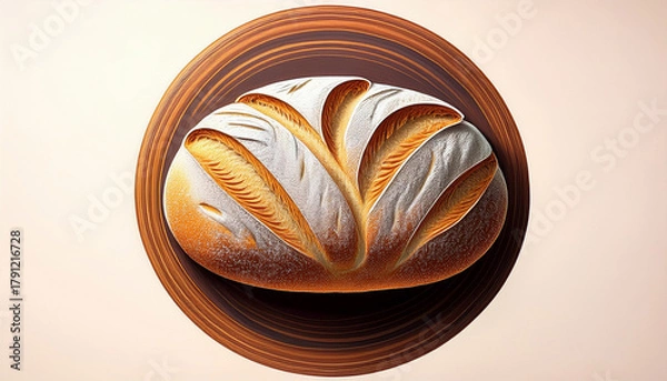 Fototapeta Loaf Of Bread Illustration In A Circular Design For Culinary And Baking Contexts