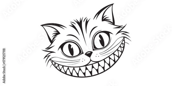 Obraz Cat smiling face line art vector illustration