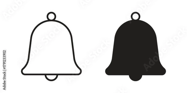 Obraz Bell ring icons in outline, flat style. Vector EPS