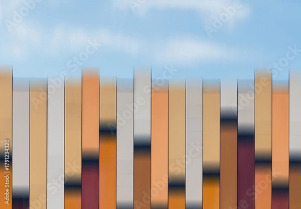 Fototapeta Colorful Building Facade with Blurred Vertical Stripes