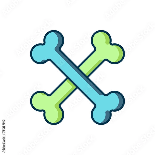 Fototapeta Filled outline Crossed bones icon isolated on white background. Pets food symbol. Happy Halloween party. Flat filled outline style with shadow. Vector