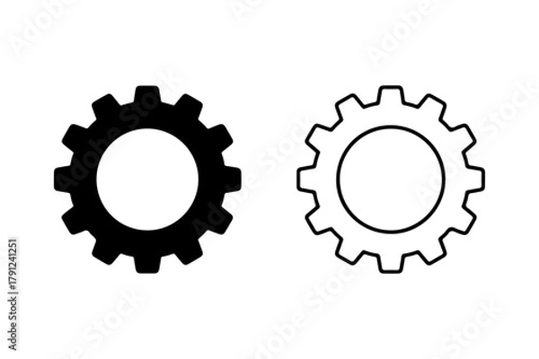 Obraz Gear cog silhouette and outline icon set