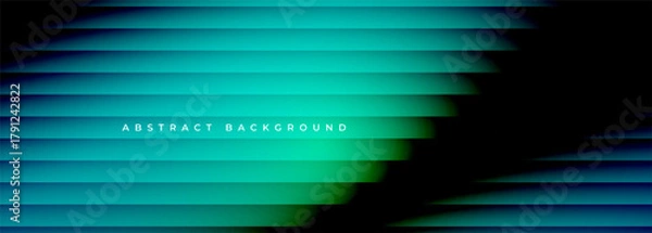 Fototapeta Blue and green abstract modern wide ribbed banner. Vector illustration background with bright gradient