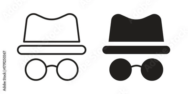 Fototapeta Incognito icons in outline, flat style. Vector EPS