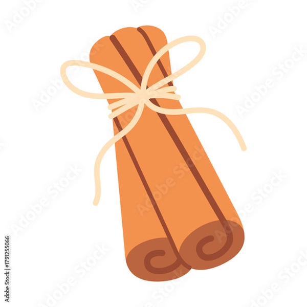 Obraz Simple cinnamon sticks illustration representing warm autumn aroma and cozy seasonal vibe. For fall food design, baking and spice projects. Flat vector. Hand drawn. Isolated background.
