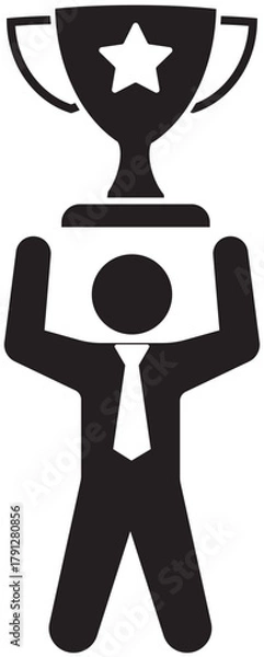 Obraz Businessman Holding a Trophy Icon of Success