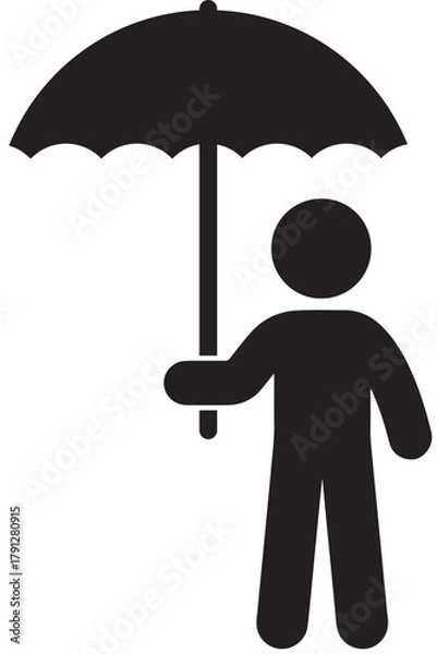 Obraz Person with umbrella icon for protection and safety