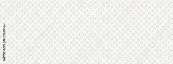 Fototapeta Waffle fabric pattern, white towel background. Wafer weave texture, cotton tissue material. Light gray linen structure, square tile. Geometric brick bg. Textile blank banner. Vector illustration