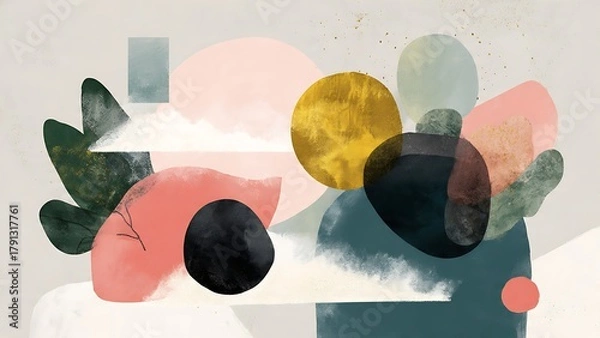 Obraz Summer Abstract Shapes Background — Minimal Design Template
