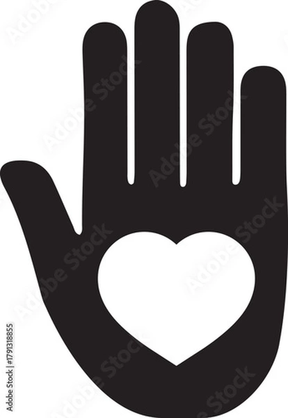 Obraz Open hand with a heart symbolizing love and charity