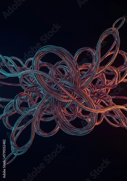 Obraz Intricate abstract network showcasing dynamic connections and dependencies. Visualizing the essence of a complex system of intertwined elements ,digital ,abstract ,network